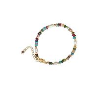Collana con perline colorate e pietre ornamentali per donne alla moda con perle naturali su una collana alla clavicola dorata, Medio, come descritto, come descritto