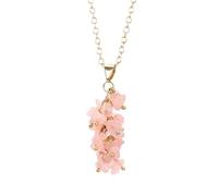 Collana Con Perline Da Donna - Elegante Catena Di Maglione Con Ciondolo Con Nappa Fatta A Mano In Ghiaia Di Corallo, Catena Con Clavicola In Cristallo Naturale Boho Regolabile Per Unisex,Rosa,Come