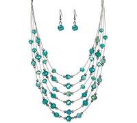 Collana con perline di cristallo per le donne Boho colorato multi-filo collana e orecchini set per le donne gioielli alla moda regali per la mamma, Cristallo, Nessuna pietra preziosa