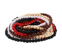 Collana con perline di legno da 5 pezzi: collana con perline rotonde naturali