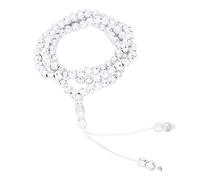 Collana con perline di preghiera islamica, bracciale con collana di preghiera musulmana dorata in resina da 99 grani con luna e stella incise per il culto e la recitazione delle (Bianca)