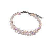 Collana con perline di vetro sfaccettato scintillante elegante gioielli regolabile catena braccialetto per le donne regalo collana regolabile con perline di vetro, C, come descritto, come descritto