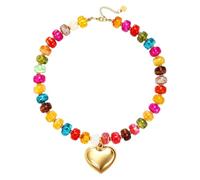 Collana con perline in resina con chiusura a moschettone | Perline in resina e struttura infilata a mano, chiusura a moschettone, catena regolabile alla clavicola per un abbigliamento