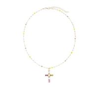 Collana con perline in vetro tempestato di diamanti e perline incrociate con eleganza di alta ome accessorio per la clavicola