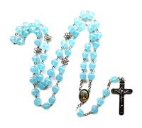 Collana con perline rosario con crocifisso, gioiello religioso in acciaio inox, da indossare tutti i giorni, cerimonie religiose, design durevole e impermeabile per cristiani, uomini e donne, amanti