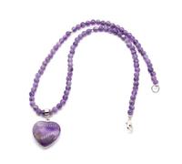 Collana con Perline Rotonde a Forma di Cuore in Pietra Naturale da 4 mm, personalità Semplice, avventurina Verde, Pietra Rossa, Maglione Unisex, Stile Tuttofare Autunnale e Invernale, Ametista, Tag