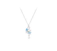 Collana con pietra di luna e stella da sogno squisita for donna, in argento 925, semplice e leggera, coreana