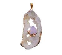 Collana con pietre preziose d'oro - Ciondolo con pietra irregolare da 7 pollici | Gioielli con pietre preziose - Collana di agata placcata in oro per uomini e donne, feste di matrimonio, viaggi quotid