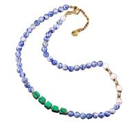 Collana Con Pietre Preziose Perline Per Donna E Uomo, Malachite Naturale, Perle D'Acqua Dolce, Catena Di Perline Colorate, Collana Girocollo Con Perline Boho, Filo Di Cristalli Curativi, Gioielli In
