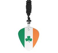Collana con plettro per chitarra con bandiera del trifoglio dell'Irlanda, divertente, stampata, regalo per donne e uomini, Misura unica, Metallo