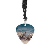 Collana con plettro per chitarra con due tartarughe e conchiglie, per uomini e donne, in acciaio al titanio, regalo per amanti della musica, per chitarristi, musicisti, fan del rock
