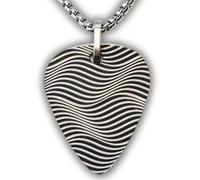 Collana con plettro per chitarra personalizzabile - acciaio inossidabile 316L - Incisa sul retro - Design ipnosi - Regalo per musicisti - Made in Spagna - Astuccio metallico - Catena 50 cm (onde)