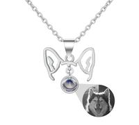 Collana con proiezione di foto personalizzata a forma di orecchio semplice con la tua famiglia di animali domestici regalo di memoria collana di proiezione del cane regalo di memoria, Metallo