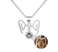 Collana con proiezione di foto personalizzata a forma di orecchio semplice con la tua famiglia di animali domestici regalo di memoria collana di proiezione del cane regalo di memoria, Metallo