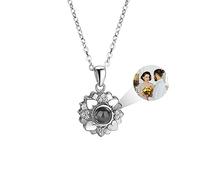 Collana con proiezione di foto personalizzata Collana con girasole con immagine Collana con ciondolo a catena con charm a forma di margherita in argento 925 Regali di gioielli per donne ragazze