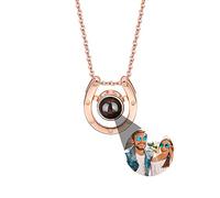 Collana con proiezione di foto personalizzate Collana con immagine all'interno della collana I Love You Collana a ferro di cavallo in argento 925 Collana con immagine personalizzata per le donne