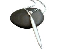 Collana con punta in argento sterling 925, linea semplice, gioielli geometrici, moderni, barrette gonfie, minimalisti, per tutti i giorni. Regalo|con catena da 18 pollici|placcato argento|LK_PNK_02666