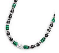 Collana con rondelle in malachite ed onice nera elementi in ematite