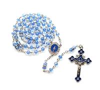 Collana con rosario cattolico, perline di cristallo e ciondolo a forma di sacra, accessorio per preghiera, regalo per cattolici devoti, gioielli religiosi durevoli per spirituali