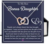 Collana con scritta in inglese "To My Bonus Daughter", regalo per figliastra da Stepdad, regalo di Natale per figlia bonus, per la mia bella collana bonus per figlia, regalo non biologico per figlia