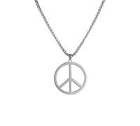 Collana con Segno di Pace in Acciaio Inossidabile Collana con Simbolo di Pace Color Argento Collana a Catena Lunga Gioielli d'Amore alla Moda Regali per Feste Convenient And Nice