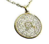 Collana con sette ciondoli in rilievo, realizzata in argento sterling 925 con placcatura in oro, catena a maglia fine da 45 cm, ciondolo rotondo per gioielli unisex fatti a mano |LK_EMBO_00297