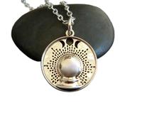 Collana con sfera di cristallo in argento sterling 925, ciondolo con ciondolo a forma di sfera, ciondolo con simbolo della predizione del futuro, ciondolo mistico con fase lunare di Halloween | con