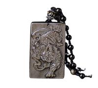 Collana con talismano, Ciondolo Feng Shui, Ciondolo in oro con placca di ossidiana Pi Xiu e catena di perline Collana di cristallo vintage con ossidiana autentica naturale Ricchezza for propizio buon