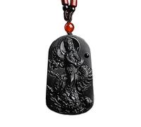 Collana con talismano, Ciondolo Feng Shui, Collana con ciondolo Bodhisattva di ossidiana di ghiaccio naturale Amuleto Feng Shui della ricchezza contro il male Chakra Ciondolo for meditazione Regalo fo
