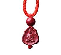 Collana con talismano, Ciondolo Feng Shui, Collana con ciondolo cinabro viola Buddha Guanyin Borsa for soldi Zucca Blocco armonia Feng Shui Ricchezza Amuleto spirituale contro il male Chakra Ciondolo