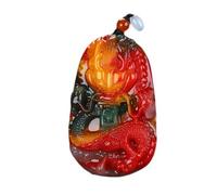 Collana con talismano, Ciondolo Feng Shui, Collana con ciondolo Feng Shui in giada colorata for donne, autentico yoga, il pesce drago colorato attira la ricchezza come un alla moda e di buon auspicio