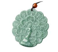 Collana con talismano, Ciondolo Feng Shui, Collana con ciondolo Feng Shui ricchezza giadeite pavone autentico Chakra cristallo amuleto Reiki ricchezza fortunata allontana gli spiriti maligni collana r