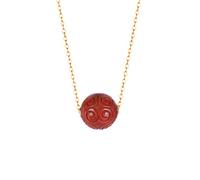 Collana con talismano, Ciondolo Feng Shui, Collana con ciondolo perline intagliate striate di cinabro naturale Amuleto della ricchezza Feng Shui contro gli spiriti maligni for il benessere generale Ci