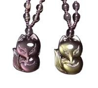 Collana con talismano, Ciondolo Feng Shui, Collana di volpe Feng Shui Fortunato Ricchezza Coppia Collana di cristallo di ossidiana nera Talismano Amore romantico Prosperità Soldi Buona fortuna (1 pezz