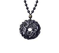 Collana con talismano, Ciondolo Feng Shui, Feng Shui Fibbia armonia fortunata Drago Pixiu Collana ricchezza Arcobaleno naturale Occhio Collana di cristallo di ossidiana nera Protezione allontana gli s