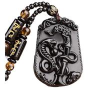 Collana con talismano, Ciondolo Feng Shui, Feng Shui Ossidiana Zodiaco Animale Ciondolo Collana ricchezza Chakra Amuleto di cristallo Ricchezza fortunata allontana gli spiriti maligni Collana for la m