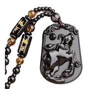 Collana con talismano, Ciondolo Feng Shui, Feng Shui Ossidiana Zodiaco Animale Ciondolo Collana ricchezza Chakra Amuleto di cristallo Ricchezza fortunata allontana gli spiriti maligni Collana for la m