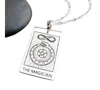 Collana con tarocchi e mago in argento sterling 925, azione, cambiamento, infinito, stella, uroboro, spirito, Halloween, divinazione, misticismo, spirituale | con catena da 18 pollici | placcato