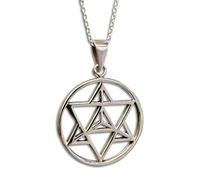 Collana con tetraedro a geometria sacra in argento 925 stella Merkabah con...