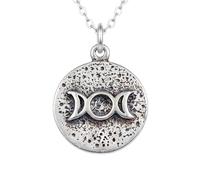 Collana con tripla luna in argento sterling 925. Piccola dea|LK_NLC_03020 | amuleto portafortuna energia femminile gioielli a strati talismano ciondolo magia bianca con catena da 45 cm argento