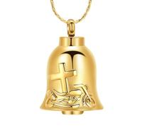 Collana con urna a campana per ceneri a forma di croce, ciondolo commemorativo per la cremazione, regalo per uomini e donne, Acciaio inossidabile, Nessuna pietra preziosa