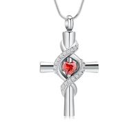 Collana con urna a croce per ceneri con cuore zircone gioielli per cremazione per donne e uomini collane commemorative in acciaio inox porta ceneri per animali domestici umani gioielli per i propri