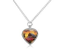 Collana con urna a forma di camioncino rosso per ceneri a forma di cuore, collana commemorativa per animali domestici