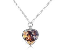 Collana con urna a forma di cavallo indiano, per ceneri a forma di cuore, collana commemorativa per animali domestici