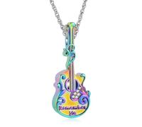 Collana con urna a forma di chitarra, per ceneri musicali, commemorativi, per amanti della musica, gioiello per ceneri, Acciaio inossidabile, Nessuna pietra preziosa