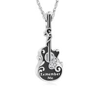 Collana con urna a forma di chitarra, per ceneri musicali, commemorativi, per amanti della musica, gioiello per ceneri, Acciaio inossidabile, Nessuna pietra preziosa