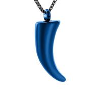 Collana con urna a forma di corno di rinoceronte per ceneri in acciaio inossidabile, ciondolo portaceneri per animali domestici, gioielli commemorativi per cremazione, per uomini e donne, Acciaio