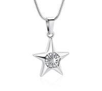 Collana con urna a forma di stella, per donne e uomini, per contenere le ceneri della persona amata, Acciaio inossidabile, Nessuna pietra preziosa