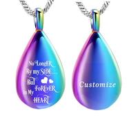 Collana con urna a goccia, gioiello commemorativo per cremazione per cenere, collana con ciondolo per donne, uomini, animali domestici, con imbuto, regalo commemorativo, Unisex, Acciaio inossidabile