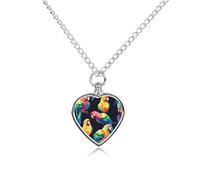 Collana con urna colorata con pappagalli ad acquerello per ceneri di animali domestici carino ciondolo commemorativo gioielli regali per cane gatto